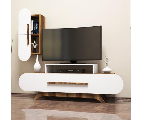 TV laud Rose S - Walnut, White