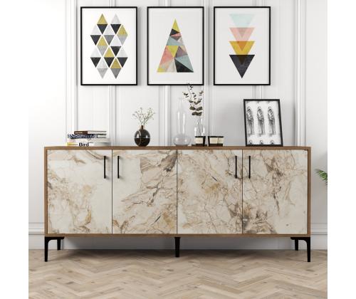 Kiev - Walnut, White Marble