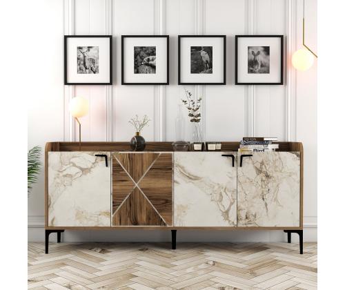 Venedik - Walnut, White Marble