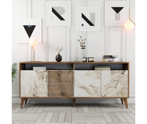 Milan - Walnut, White Marble