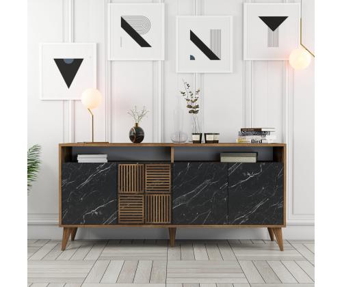 Milan 160 - Walnut, Black Marble