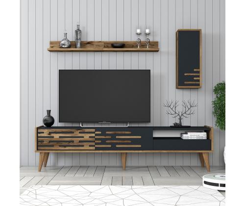 TV laud Valensiya - Walnut, Anthracite