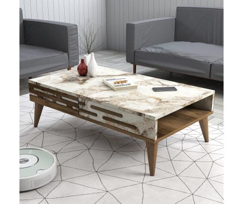 Kohvilaud Valensiya - Walnut, White, Marble