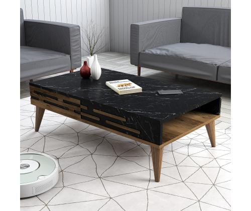 Kohvilaud Valensiya - Walnut, Black, Marble