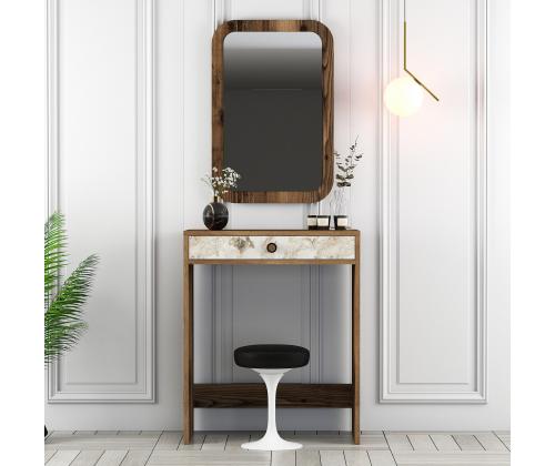 Laud Lizbon Mirror - Walnut, White, Marble