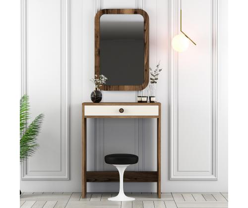 Laud Lizbon Mirror - Walnut, Cream
