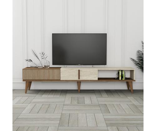 TV laud Milan - Walnut, Travertine