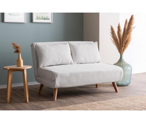 Diivan Folde 2-Seater - Teddy Fabric - White