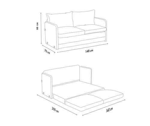 Diivan Saga XL 2-Seater - Cream