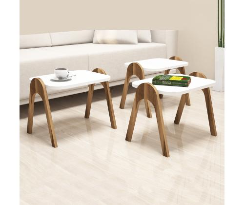 Mööblikomplekt lauad Paris - Walnut, White