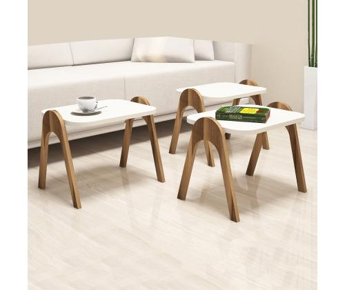 Mööblikomplekt lauad Paris - Walnut, Cream