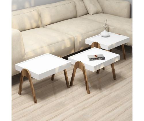 Mööblikomplekt lauad Roma - Walnut, White