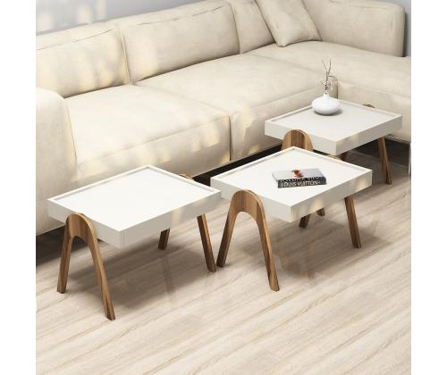 Mööblikomplekt lauad Roma - Walnut, Cream