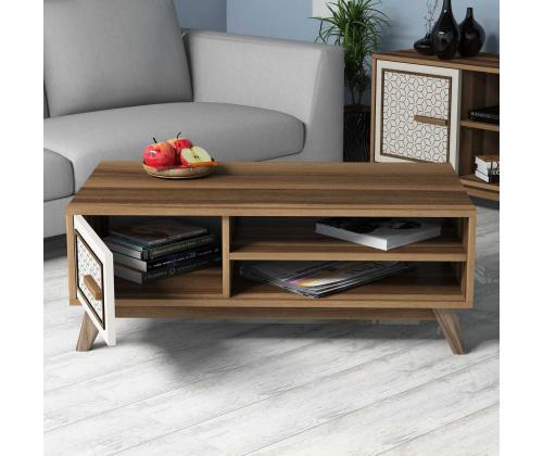 Kohvilaud Ayla - Walnut, Cream