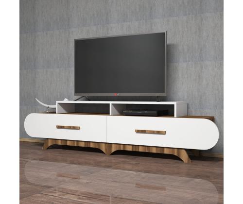 TV laud Flora - Walnut, White