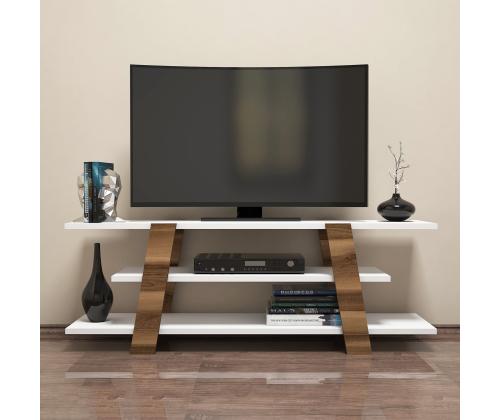 TV laud Flower - Walnut, White
