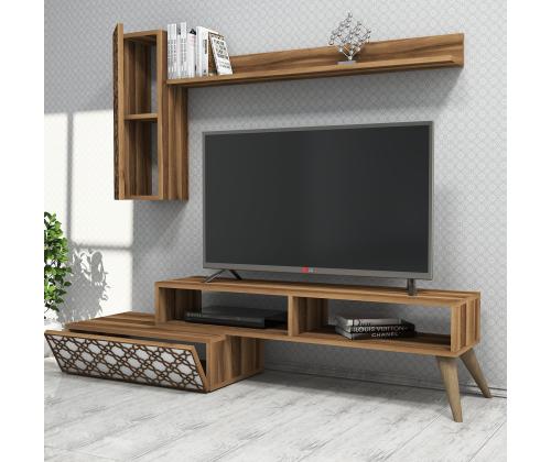 TV laud Planet - Walnut, White