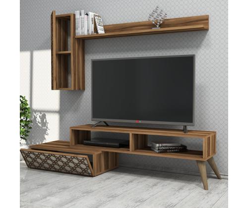TV laud Planet - Walnut, Cream