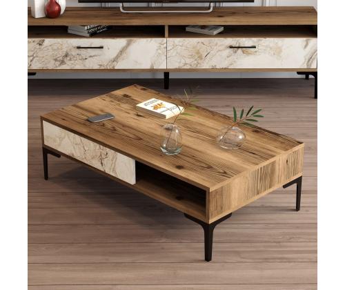 Kohvilaud Istanbul - Walnut, White Marble