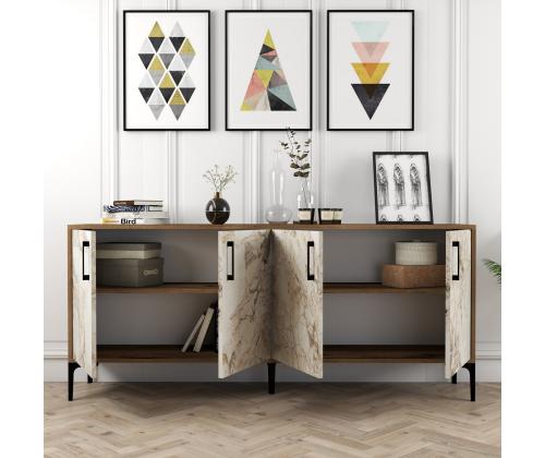 Kiev - Walnut, White Marble