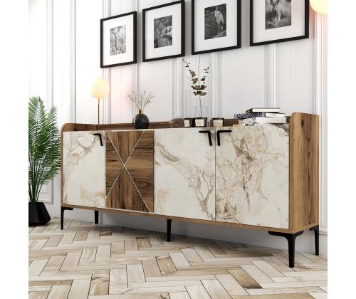 Venedik - Walnut, White Marble