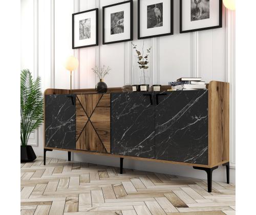 Venedik - Walnut, Black Marble