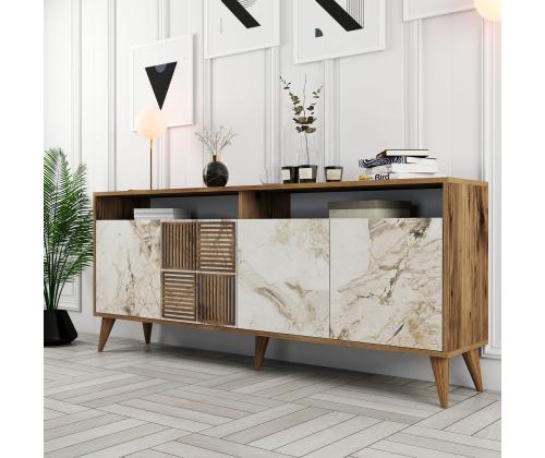 Milan - Walnut, White Marble