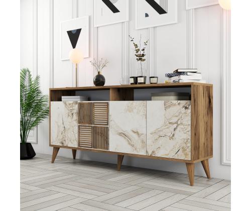 Milan 160 - Walnut, White Marble