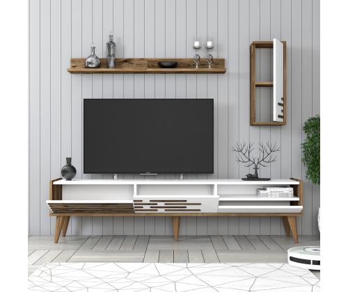 TV laud Valensiya - Walnut, White