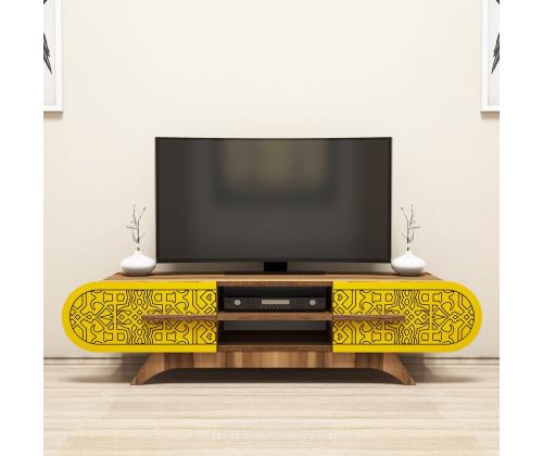 TV laud Defne - Walnut Yellow