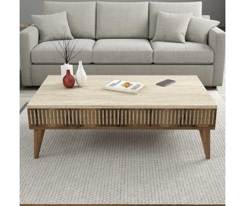 Kohvilaud Milan - Walnut, Travertine