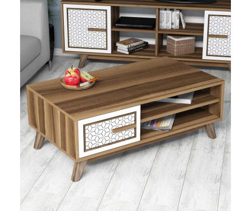 Kohvilaud Ayla - Walnut, White