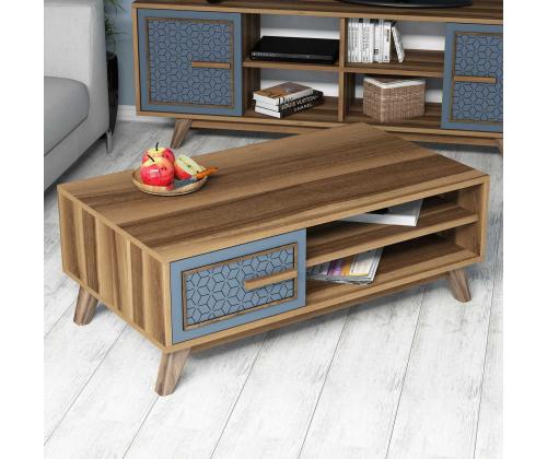 Kohvilaud Ayla - Walnut, Blue