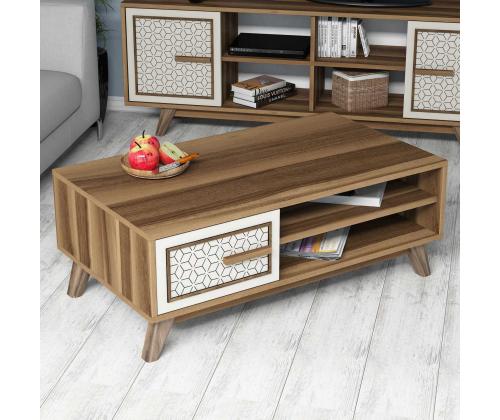 Kohvilaud Ayla - Walnut, Cream