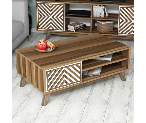 Kohvilaud Inci - Walnut, White