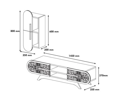 TV laud Defne - Walnut, Yellow