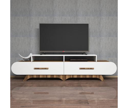 TV laud Flora - Walnut, White