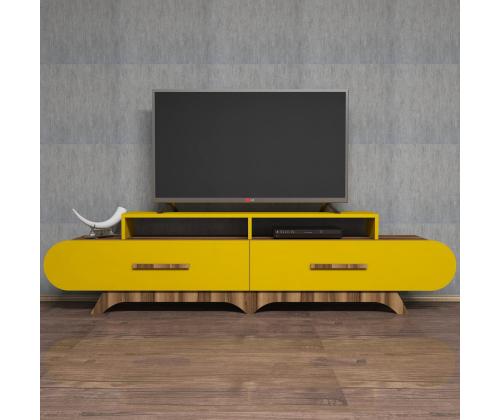 TV laud Flora - Walnut, Yellow