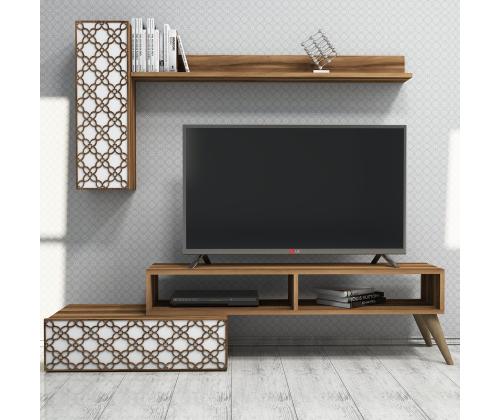 TV laud Planet - Walnut, White