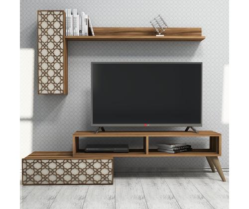 TV laud Planet - Walnut, Cream