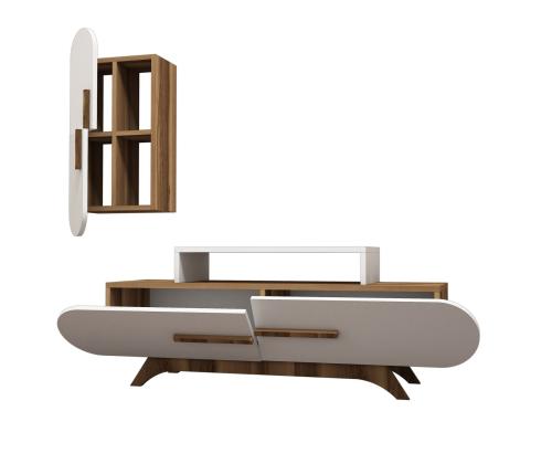 TV laud Rose S - Walnut, White