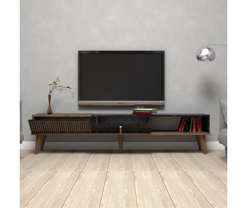 TV laud Milan - Walnut, Black