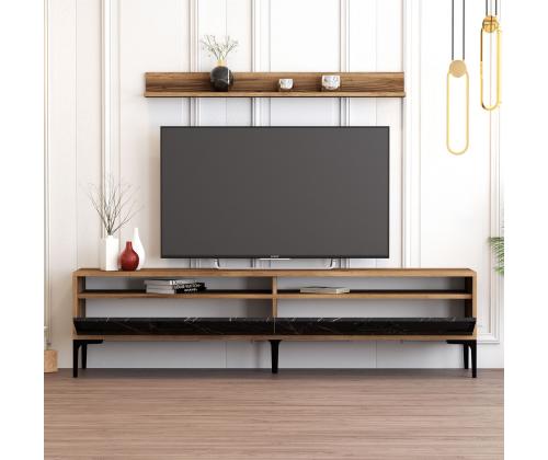 TV laud Istanbul - Walnut, Black Marble