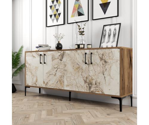 Kiev - Walnut, White Marble
