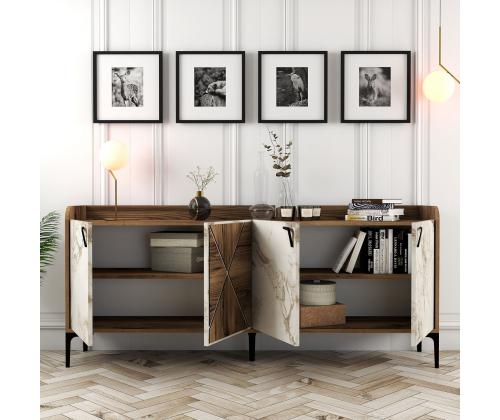 Venedik - Walnut, White Marble