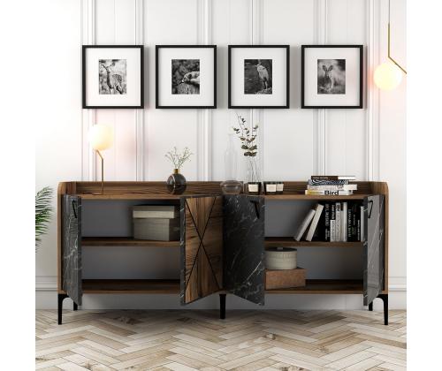 Venedik - Walnut, Black Marble