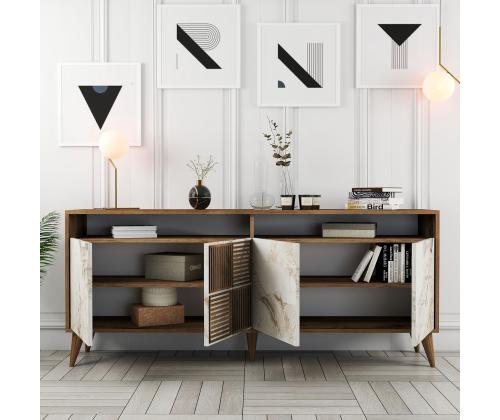 Milan - Walnut, White Marble