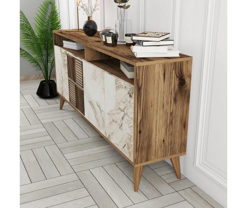 Milan 160 - Walnut, White Marble