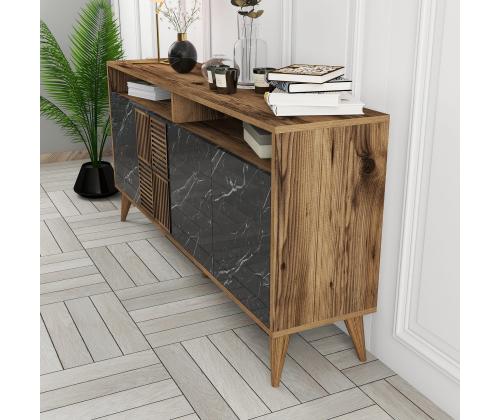 Milan 160 - Walnut, Black Marble