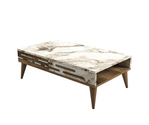 Kohvilaud Valensiya - Walnut, White, Marble